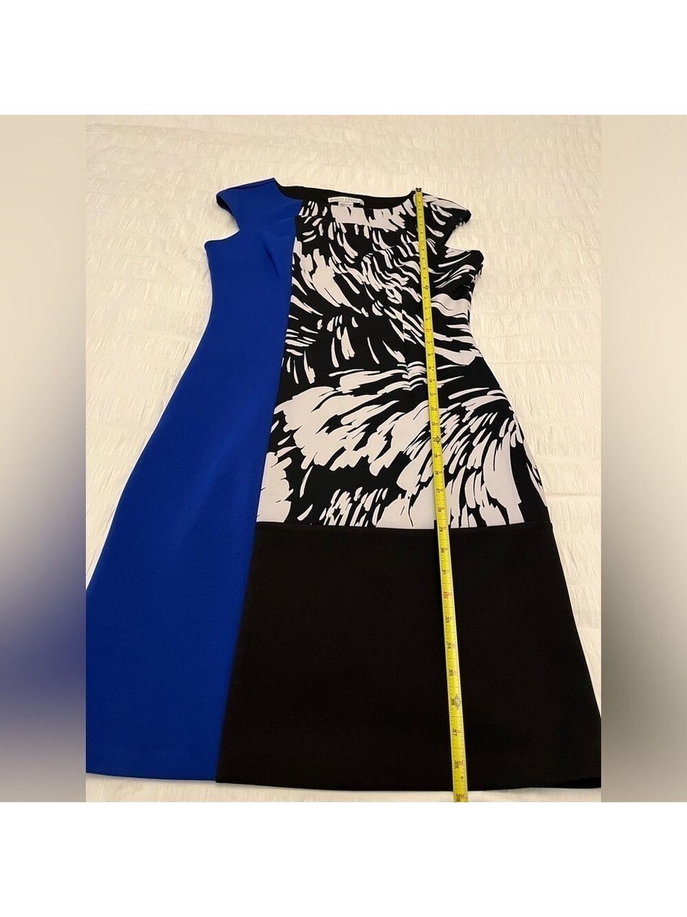 MAGGY LONDON Dress Colour Block Cap Sleeve Sheath Knee Length Party Event Chic - Picture 12 of 13